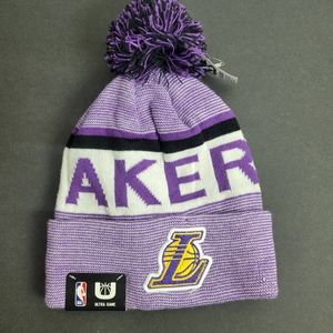Lakers Basketball Winter Knit Hat purple Yellow white nwt